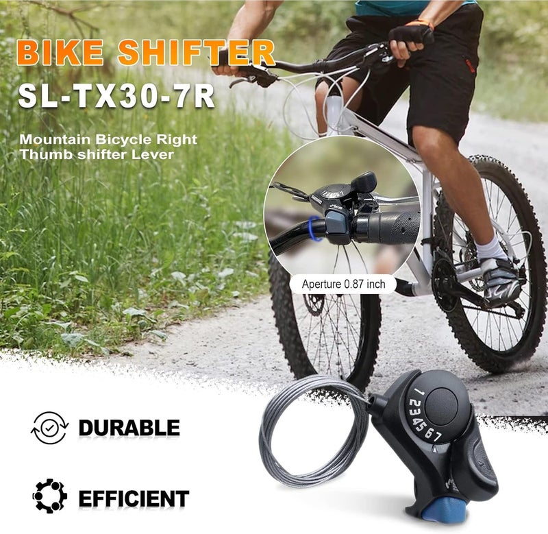 RainFlowwer Bike Shifter SL-TX30-7R, 7 Speed Bike Right Thumb Shift Lever for Mountain City Road Folding Bicycle - Image 4